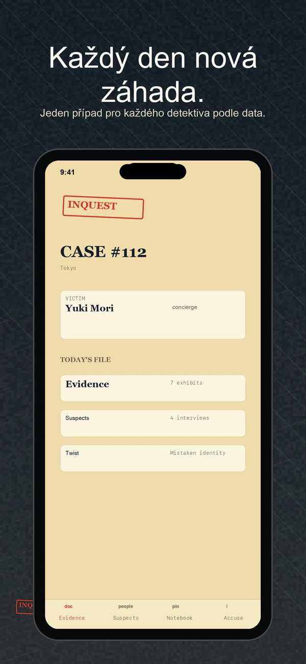 Inquest snímek obrazovky