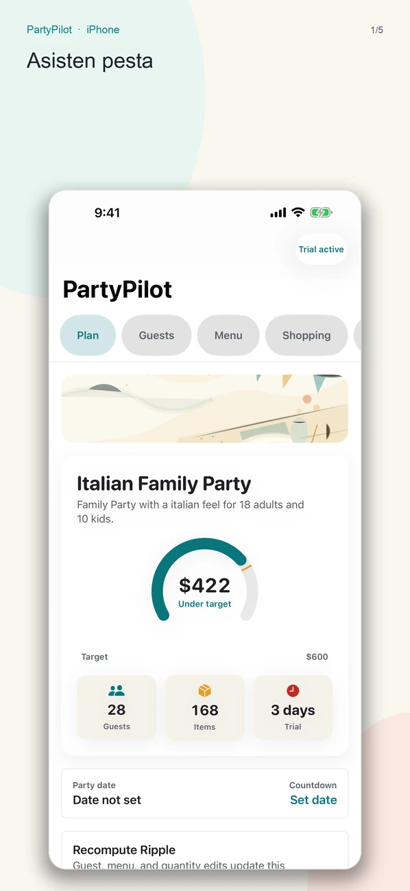 PartyPilot tangkapan layar