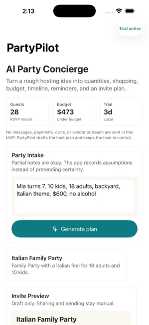 PartyPilot tangkapan layar
