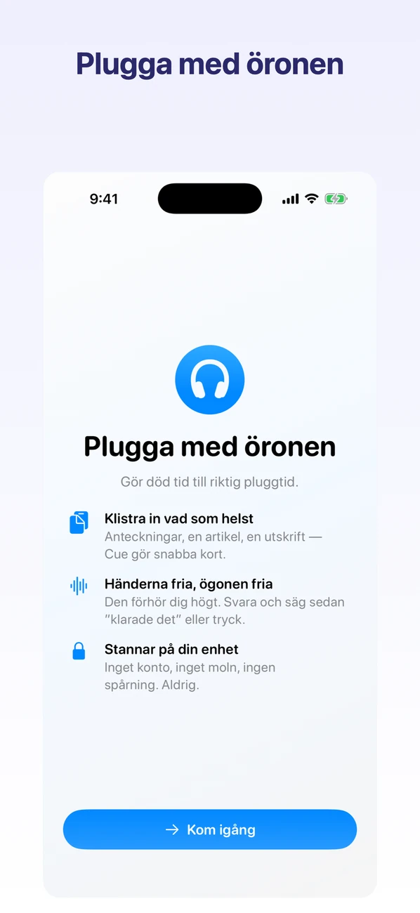 Cue skärmbild